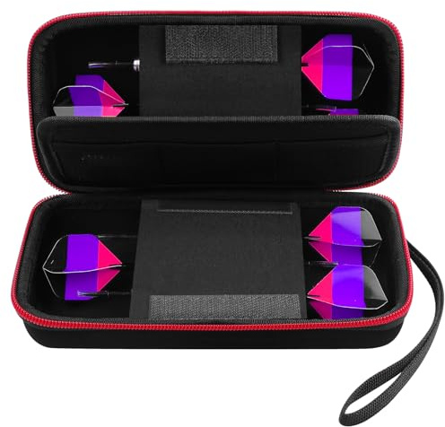 Target Darttasche - 6 Pcs Aufbewahrungsorganizer für Stahlspitze und Soft Tip Darts - Case mit 6 Compartments für Tipps, Schäfte, Flüge und Weiteres Zubehör (Nur Box) - Schwarz