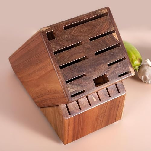 TT-YEC Porte-Couteau Universel En Bois, Porte-Couteau Extra Large À Deux Couches, Peut Accueillir 12 Couteaux, Avec Trous D'aération, Support De Rangement Compact Pour Couteaux