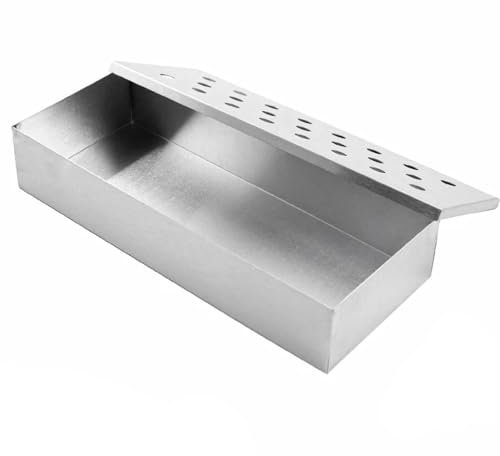 Vision4ever 1Pcs Smoker Box for Wooden Chips Stainless Steel Meet BBQ Gas Charcoal Grilling Tool