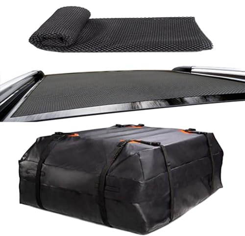 Uposao Auto Dachbox Dachgepäckträger 15Kubikfuß/425Liter Wasserdicht Faltbare Dachbox 420D Wasserdichtes Oxford-Gewebe Dachtasche für PKW Vans oder SUVs (mit Antirutschmatte)
