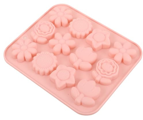 Molde de Chocolate Flores Reutilizable de Silicona Rosa 12 Cavidades