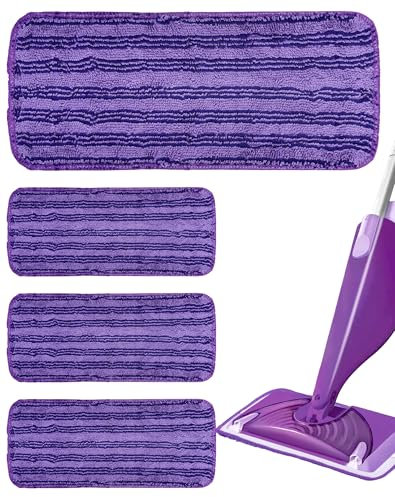 SOSALUK 4 Pcs Lingettes Reutilisables pour Swiffer Wet Jet Serpillières Rechange en Microfibre Lavable pour Swiffer Wet Jet Balai Spray