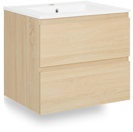 Homestyle4u 2792, Badmöbel Set mit Waschbecken 2teilig hängend, Waschbeckenunterschrank Waschtisch mit Unterschrank 60 cm, Badezimmer