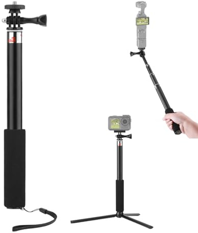 Trípode monopié para cámara compatible con DJI POCKET 3/GoPro Action Camera/Insta360 GO3/ONE X2/X3 cámara panorámica, palo largo ajustable para selfie, soporte portátil para teléfono