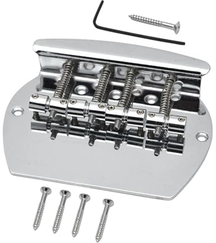 Metallener Fester Saitenhalter für 4-saitige Gitarre Silber | Gitarren Ersatz Saitenhalter, Leichtes Design, für Spieler und Bands, als Ersatz für Defekten Tailpiece