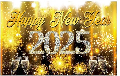 Póster de Feliz Año Nuevo - Feliz Año Nuevo 2025 Fondo 2025 Tela de Fondo Cartel Cartel Banner | Póster de cartel de Navidad con patrón de copas de champán, 70.8 x 43.3 pulgadas