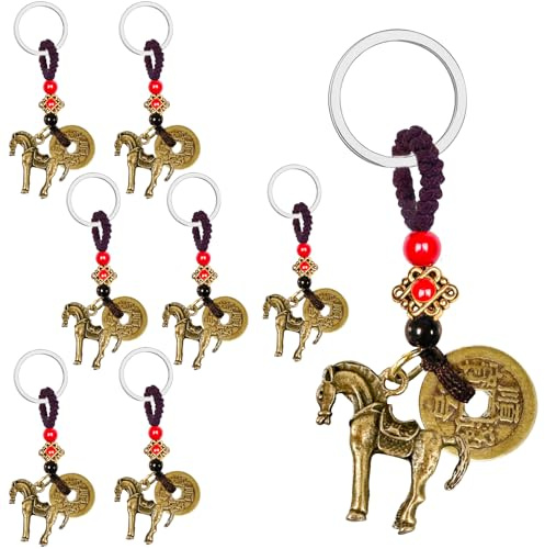 YumSur Chinese Zodiac Horse Statue Keychain Feng Shui 2026 Year of Chinese Zodiac Lucky Horse Keychain Accessories, red, One Size