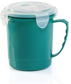 Katsy Style Tasse à soupe à emporter au micro-ondes 710 ml | Sans BPA, couvercle hermétique, grille d'aération pour vapeur, portable et passe au lave-vaisselle