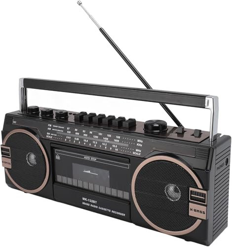 Reproductor De CD Retro Boombox, Grabadora De Radio Multifrecuencia Portátil Estilo Clásico De Los Años 80, Con Perillas De Ajuste De Volumen, Compatible Con Reproductor De MP3 USB/TF/Bluetooth, Para