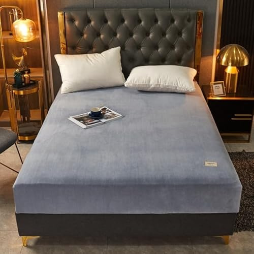KIZAMI Sábana Bajera Ajustable de Forro Polar Coral de Lujo para Cama Individual o Doble, Funda de colchón elástica de Felpa Suave y cálida, Ropa de Cama mullida para Parejas de Invierno