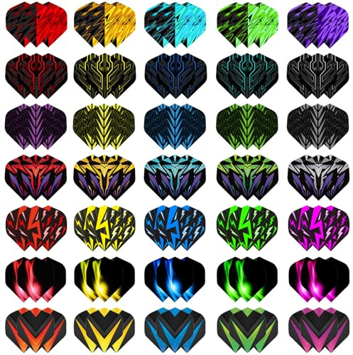 Dart Flights 105 Pieces (35 Unique Sets), 100 Micron PET, Universal Fit for Aluminum & PVC Shafts, for Steel & Soft Tip Darts, Premium Tournament Quality with 7 Designs