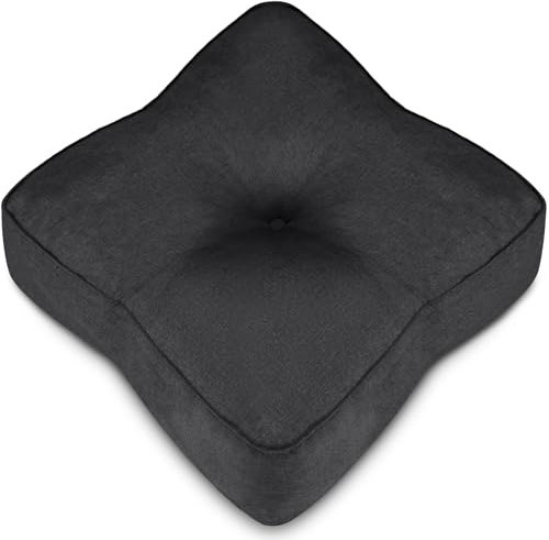 Babenest Chair Booster Cushions for Dining, Large Square Kitchen Seat Pads with Ties, Indoor Thick Non Slip Backing Floor Cushions 42 x 42 x 11cm for Office Desk Living Room, Dark Grey