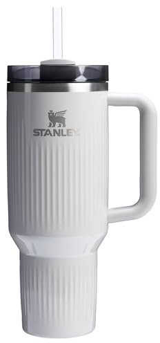 Stanley Quencher H2.0 Tumbler with Handle and Straw 40 oz | Flowstate 3-Position Lid | Cup Holder Compatible for Travel | Insulated Stainless Steel Cup | BPA-Free | Fluted Ash Gloss