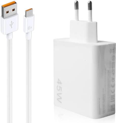 45 W laddare med USB C-kabel för Xiaomi, snabbladdare USB-ström mobiltelefonladdare, USB snabbladdningsadapter nätaggregat 1 meter typ C laddning för Xiaomi