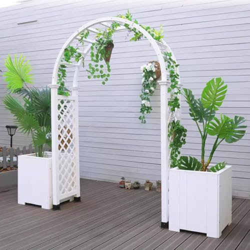 LYXXJRYBHD Arche Jardin, Treillis Jardin pour Tonnelle de Jardin avec Jardinières, Portillon de Jardin pour Plantes Grimpantes, Arrière-Cour, Construction Robuste(White)