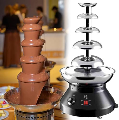 GESAIDES Fontaine à Chocolat électrique, Fontaine à Chocolat en Acier Inoxydable, Machine à Fondue au Chocolat, Chocolat Chaud, Beurre, idéale pour Les Fêtes,5tiers-Black