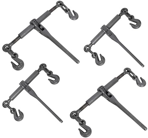 Heavy Duty Ratchet Binders 9200lbs Capacity w/G70 Hooks - Adjustable Tension Control for Flatbed Trailers & Equipment Transport, 4-Pack Truck/Rigging Accessories (Black)