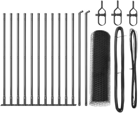 vidaXL Zaun mit Pfosten Grau 0,5 x 25 m PVC-beschichteter Stahl, Garten- und Terrassenteiler, robuster Zaun für draußen, perfekte Lösung für sichere Grenzen