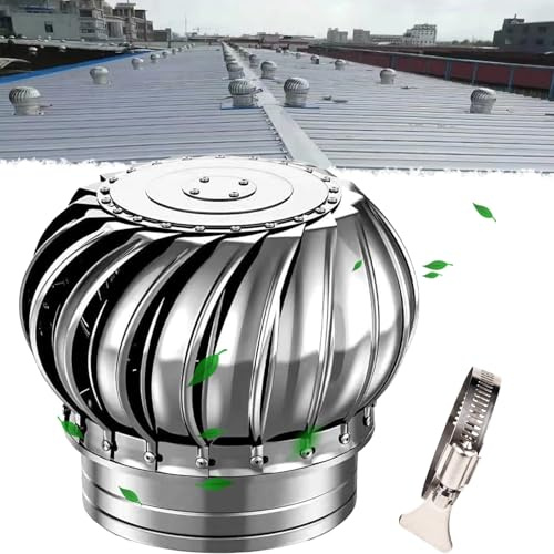 8in Roof Vent Cap Attic Fan, Stainless Steel 304 Turbine Ventilator Vents, 200(mm) Roof WindRoof Ventilator, 4 Inch 8 Inch 10 Inch 12 Inch Air Vent Outlet Comes with clamps