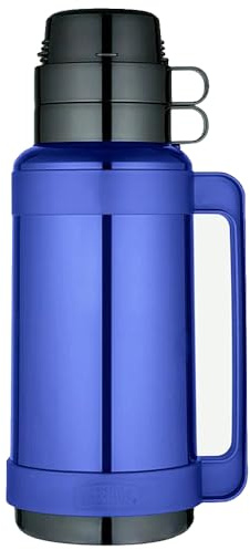 Vacuum Flask 1.8L – Insulated Plastic Mondial Thermal Flask for Hot & Cold Drinks | Durable Travel Bottle with Push-Button Lid (Blue)