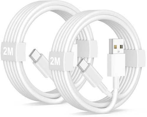 iPhone 15 16 17 Carplay Cable, 2M 2Pack USB A to USB C Charging Cable for iPhone 15 16e, Type C Charger Cord Fast Charging Lead for iPhone 17 16 15 Pro Max/16 Plus,iPad Pro, Type C Car Charger Cord