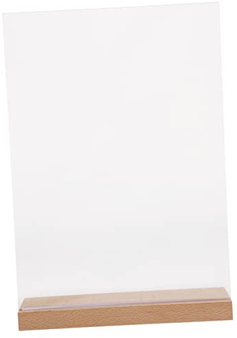 DIYEAH Support de Menu Acrylique pour Affichage de Prix Présentoir de Table Bois de Hêtre pour Restaurants et Événements Aux Rayures et Aux Jaunissements