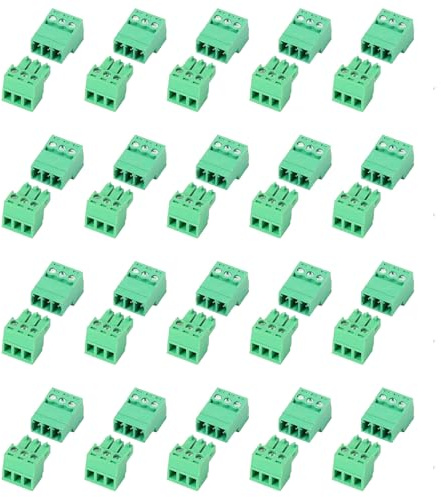 20 Set 3 Pin 5.08mm Pitch PCB Mount Screw Terminal Block Connector with Phoenix Plug,Pluggable Male and Female Connector