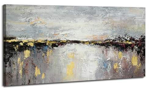 WENGTIAO Grande Abstraite Peintures sur Toile Peinte à la Main | Abstraite Moderne Art Surface Texturée, Acrylique Peinture sur Toile pour Tableau Decoration Murale Salon Maison 100x50 cm