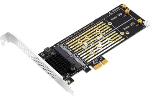Uxsjakjsd Adattatore Dual M.2 NVME M-Key SSD PCIE X1 per Schede di Espansione SSD 2230/2242/2260/2280