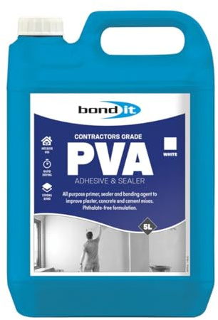 Bond It Contractors PVA Adhesive & Sealer – 5L | Multi-Purpose Primer – Sealer & Bonding Agent | Improves Plaster – Cement & Concrete Mixes | High Bond Strength – Quick Drying – Phthalate-Free