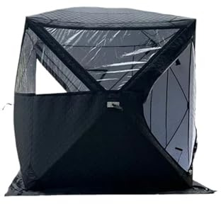 Riparo Per La Pesca Sul Ghiaccio Sauna da esterno for 3-4 persone, 4 stagioni, con Tende pesca sul ghiaccio invernale ispessita, ampia finestra/camino, apertura rapida, portatile(Sauna type)