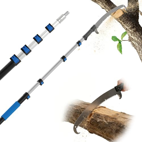 Manual Pole Saw for Tree Trimming, 26FT Telescoping Extension Pole Tree Pruner with 24 Blade, Hand Pole Saw for Cutting High Branches, Detachable Pruning Saw for Garden Yard Maintenance