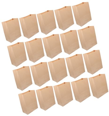 NUOBESTY 20 Stück Kleine Braune Kraftpapiertüten Flach Ölbeständig und Reißfest Aufbewahrungsbeutel für Snacks und Lebensmittel Wiederverwendbare Papiertragetaschen für Haushalt