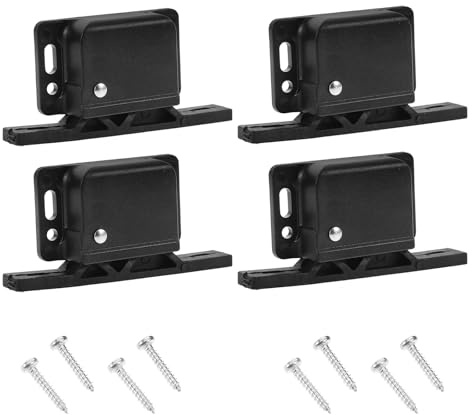 HOMSFOU Set 4 Pezzi Chiusure a Pulsante per Mobili Camper, Serrature Laterali con Viti, Chiusure Compatte per Armadietti Roulotte e Porte Rimorchio, Accessori per Bloccaggio Stabile