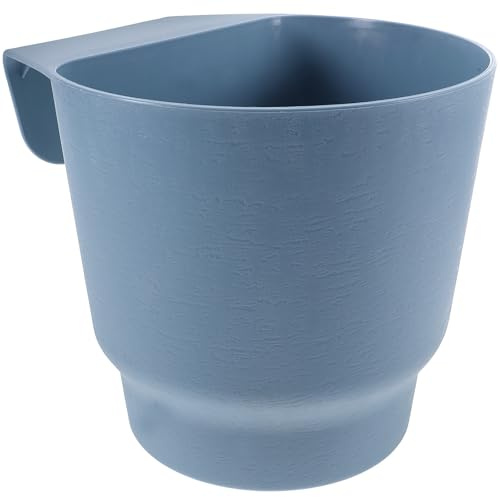 POPETPOP Fioriera Sospesa Piccola in Plastica Blu Gancio per Ringhiera, Vaso da Appendere Resistente per Balcone e Giardino, Portafiori Sospeso per Interni e Esterni