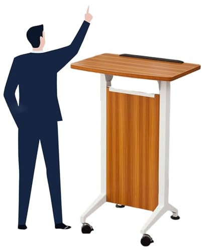 JIANSMZ Lecture Pulpit,Portable Podium High Density Board/Aluminum Alloy Lectern Pulpits with 2 Universal Wheels Podium Stand Standing Podium