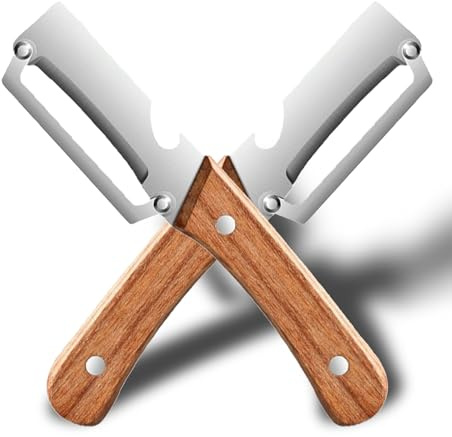Pelapatate Multifunzionale, Multi-Functional Vegetable Peeler, Pela Patate multifunzionale in acciaio inossidabile per la cucina con manico in legno e apribottiglie (2PC)