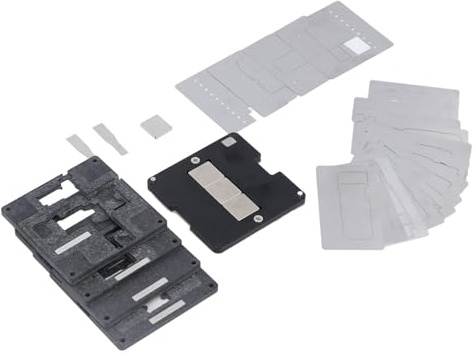 Fafeicy 24 i 1 Mellanram Reballing Platform Kit, Rostfritt Stål Reparationsverktyg för Moderkort BGA Stencil Phone, Magnetisk Bas, Ingen Avvikelse, Sim-kort Baffel, Gäller för IOS Phone X