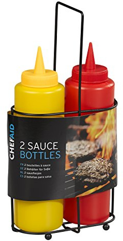 Chef Aid Sauce Bottles in Stand, Multi-Colour,10E11386