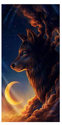 Große 3D Galaxy Wolf Einhorn Meeresschildkröte Blume Schädel Strandtuch Für Herren Kinder Damen Strand Surfen Yoga Schwimmen Sport Handtuch Badetuch Tapestry L/XL (Wolfsgott,100 x 180 cm)