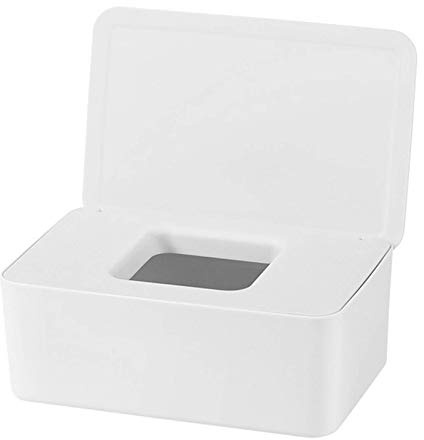 Dispensador de toallitas de papel DEF con diseño sellado con tapa y toallitas secas al aire para escritorio, oficina, dormitorio, cocina, baño, tocador (blanco), Blanco