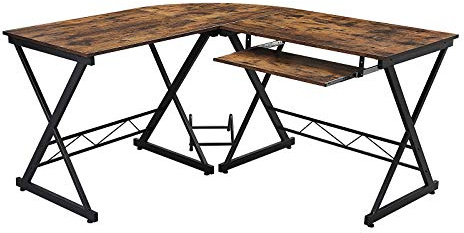 VASAGLE Escritorio de Esquina, Escritorio en Forma de L, Mesa de Ordenador, para Estudio y Juegos, Ahorro de Espacio, Montaje Sencillo, 150 x 138 x 75 cm, Negro LCD402B01