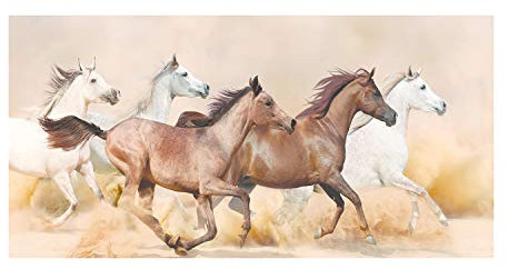 Tulup Leinwandbild - Wandkunst - Drucke auf Leinwand - Leinwanddruck -120x60 cm - Tiere - Braun - Pferde im Galopp