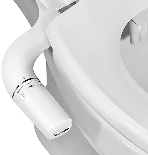 SAMODRA Ultra-Slim Hygienic Bidets Attachment for Existing Toilets - Adjustable Fresh Water Pressure Dual Nozzle (Frontal & Rear Wash) Easy to Install, Silver