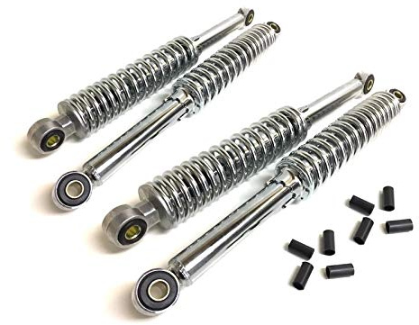 Stoßdämpfer Set 310mm & 340mm Chrom, Tieferlegung, 5-fach verstellbar, inkl. Reduzierhülsen, passend für Simson Duo Schwalbe Star KR51 SR4