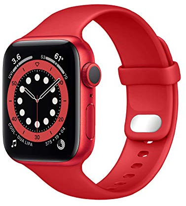 Lobnhot Kompatibel für Apple Watch Armband 41mm 38mm 40mm,Weiches Sport Silikon Ersatzarmband Kompatibel mit iWatch Series 10 9 8 7 6 5 4 3 2 1 SE für Damen Herren, rot