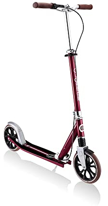 GLOBBER NL 205 Deluxe Roller – Tretroller Kinder ab 6 Jahre, Teens und Erwachsene - Scooter 205 mm - ABEC 7 – höhenverstellbar – dunkelrot, rot
