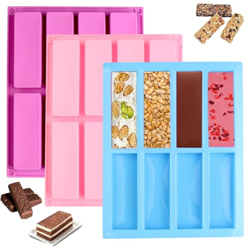 Silikon-Backform für Schokolade, Oreo-Form, 8 Mulden, groß, rechteckig, Müsliriegel, Energieriegel