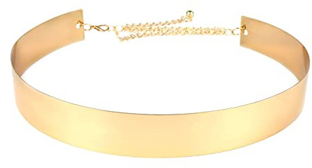 Mesnt Kettengürtel für Frauen Mädchen Taille Kettengürtel Taillenkette, Bauchkette, Hüftkette, Kettengürtel, Körperkette Taillenkette Damen Gold Vintage Mirror Loop Bund, Gold-3.5CM