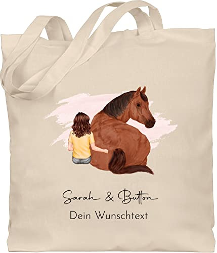 Geschenk mit Namen personalisiert by Shirtracer - Baumwolltasche - Pferd - Pferdemädchen Namen - Pferde Mädchen Geschenk